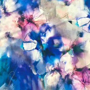 BLUE & PURPLE FLOWER VISCOSE PRINT