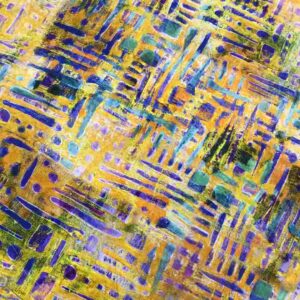 ORANGE & BLUE ABSTRACT PRINTED VISCOSE