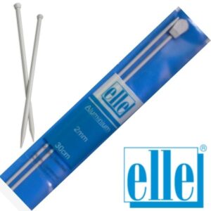 ALUMINIUM KNITTING NEEDLES - (ELLE) 2 p/p - Ass Sizes