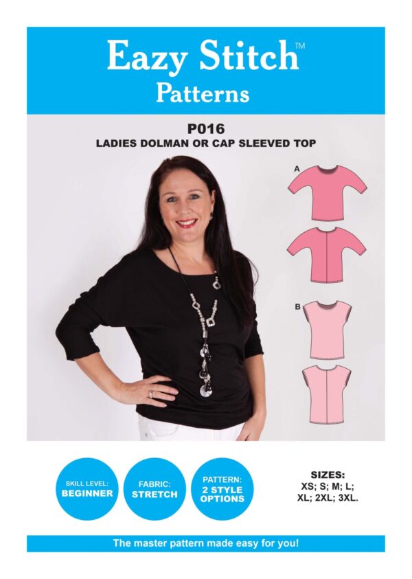 Eazy Stitch™ P016 – LADIES DOLMAN OR CAP SLEEVED TOP