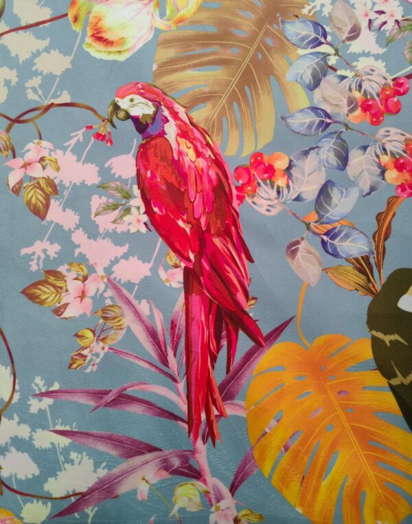 VELVET PRINTED FABRIC PARROT