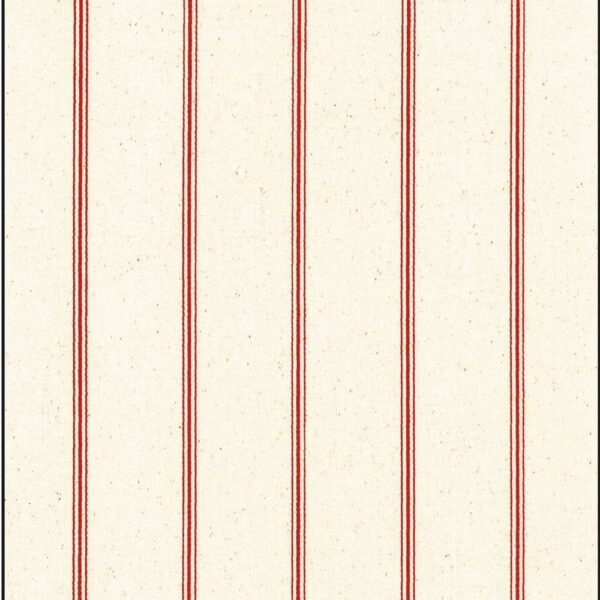 RED TICKING STRIPE COTTON FABRIC