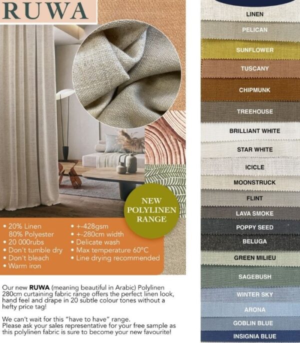 Ruwa Polylinen Swatch Card