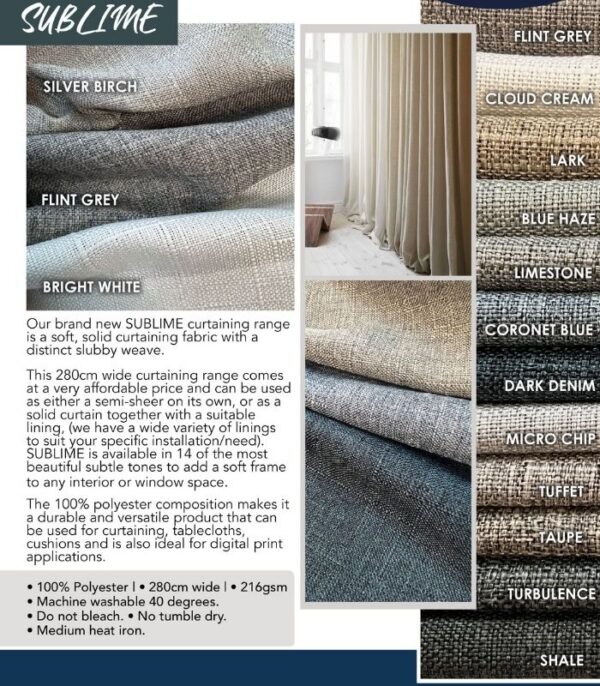 Sublime Curtain Fabric Swatch Card
