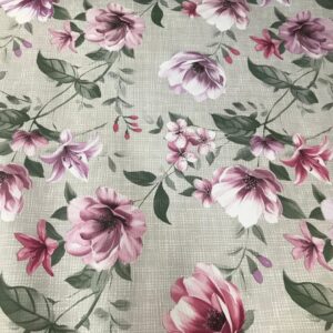 Exotic Pink Flowers Printed Oilcloth