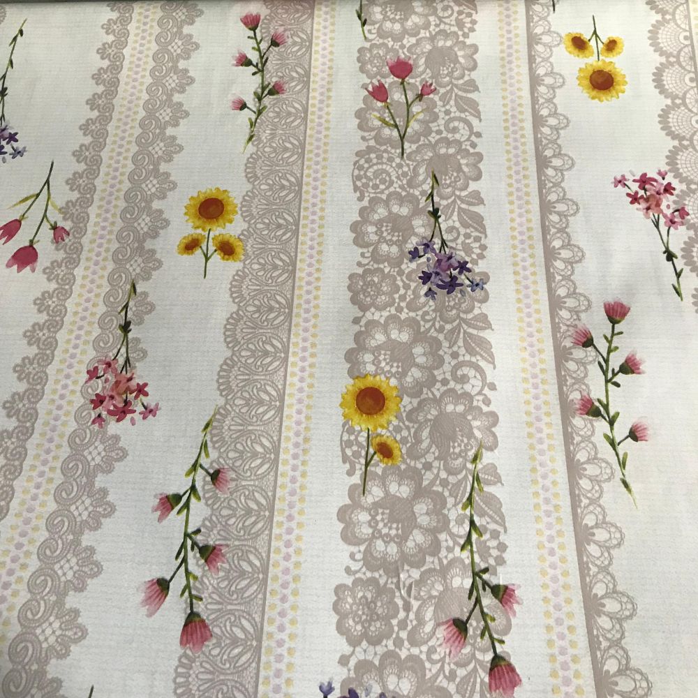 Floral Lace Printed Oilcloth