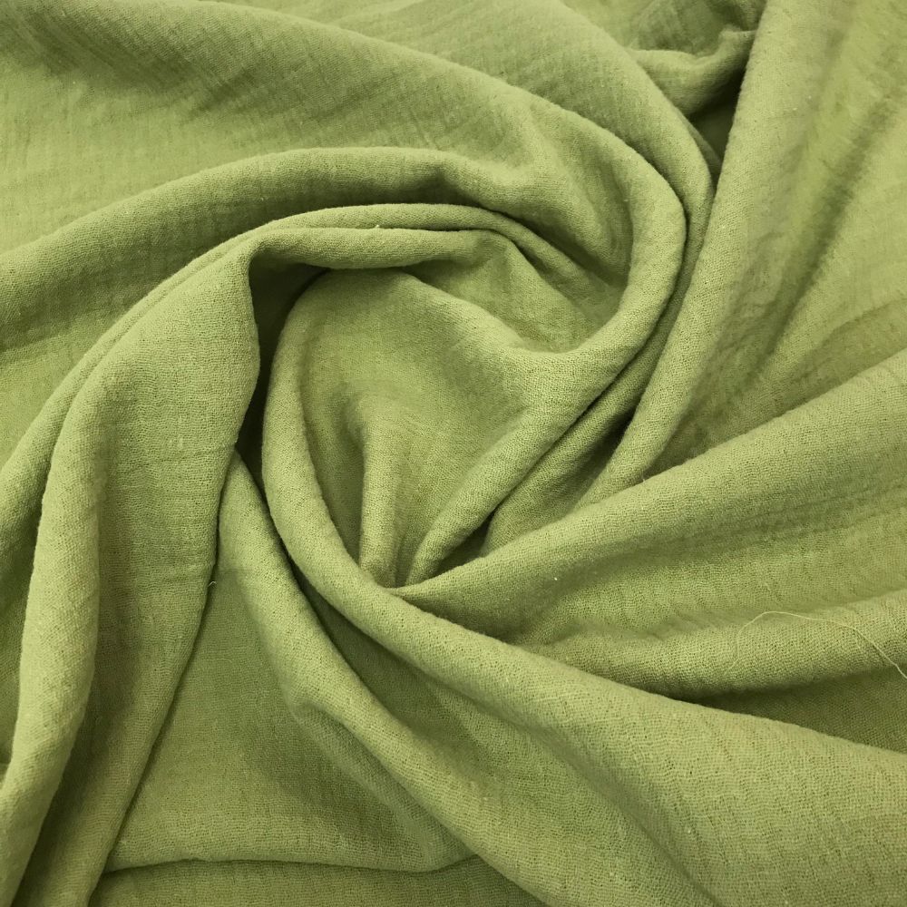 Forest Green Baby Soft Crinkle Cotton Muslin Fabric