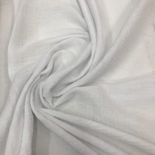 Icy White – Baby Soft Crinkle Cotton Muslin Fabric