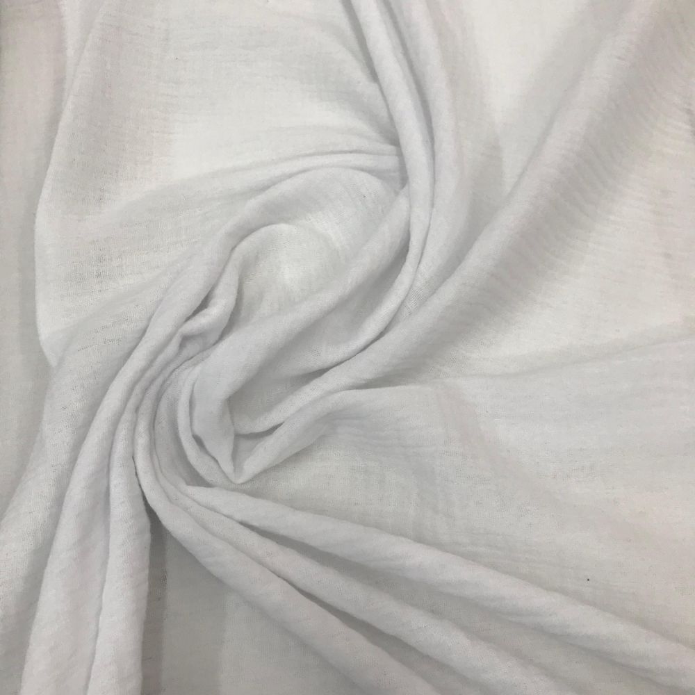 Icy White – Baby Soft Crinkle Cotton Muslin Fabric