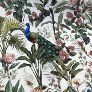 Midnight Peacock Cotton Bold Print Fabric