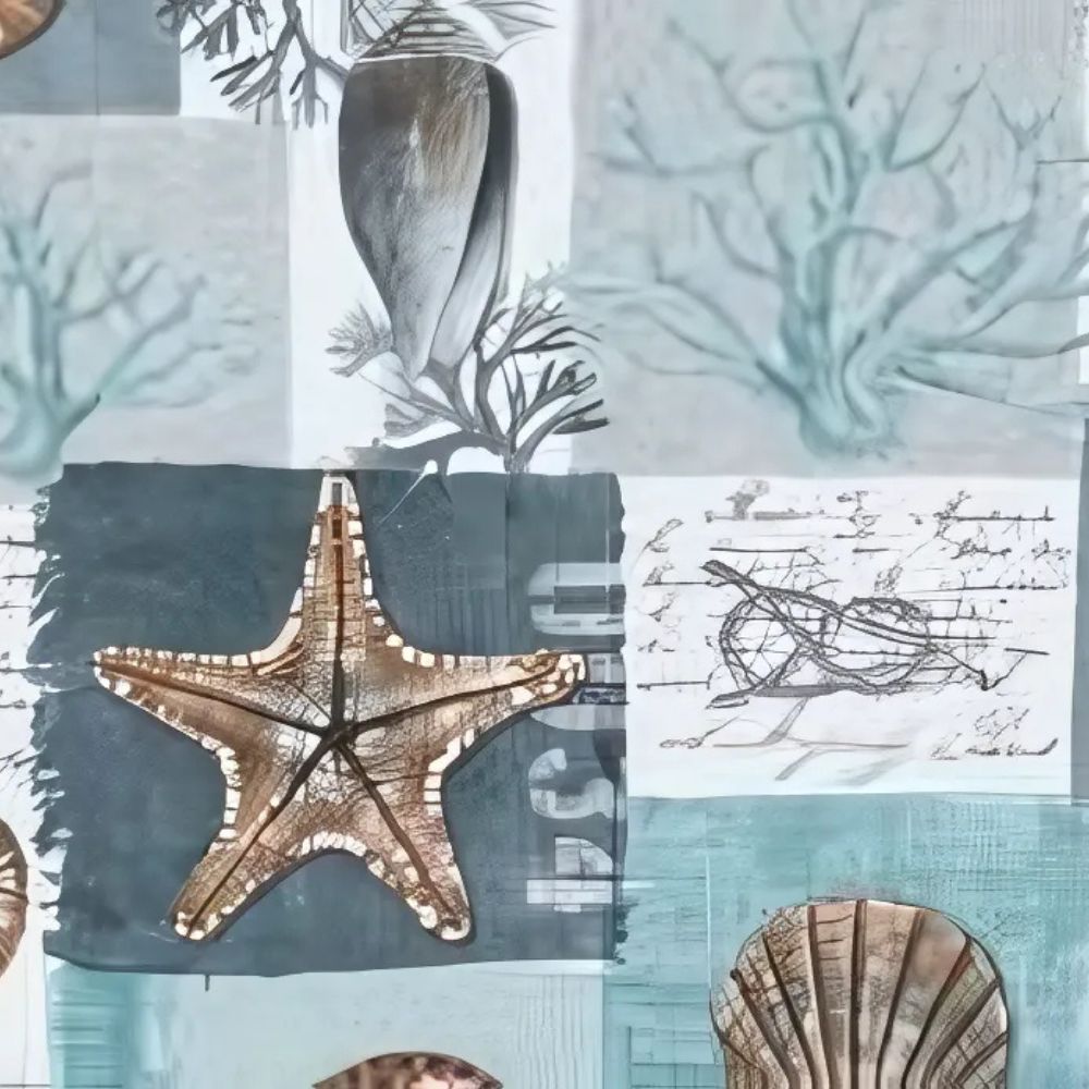 Sea Shells Printed Oilcloth