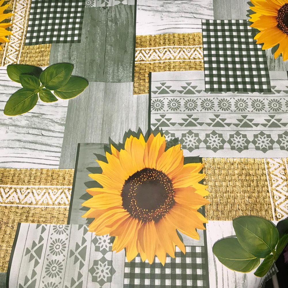 Sunflower Smile Printed Oilcloth