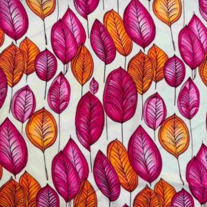 PINK & ORANGE LEAF VISCOSE PRINT