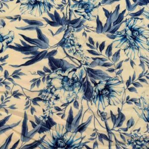 BLUE & OFF-WHITE FLORAL VISCOSE PRINT