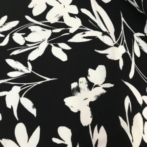 BLACK WHITE FLOWER VISCOSE PRINT