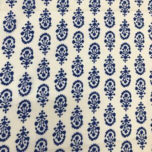 WHITE / BLUE FLORAL DESIGN VISCOSE PRINT