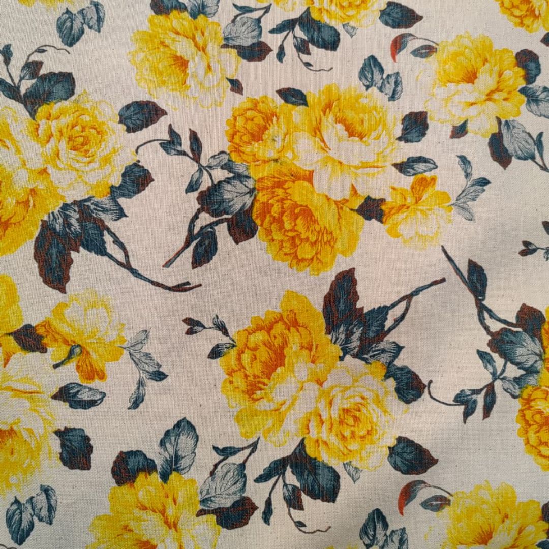 FYNBOS YELLOW ROSES COTTON FABRIC