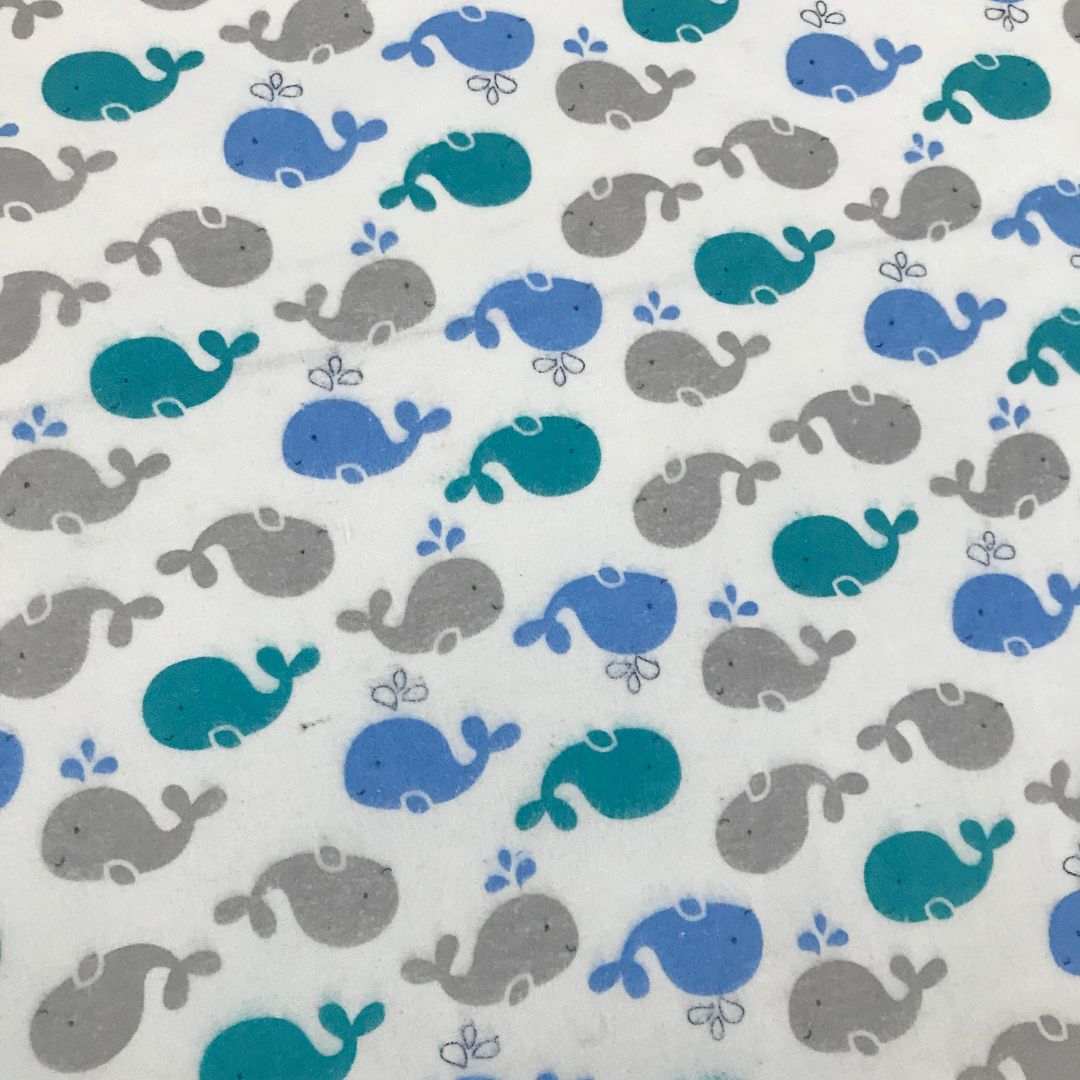 BABY WHALE PRINTED FLANNEL