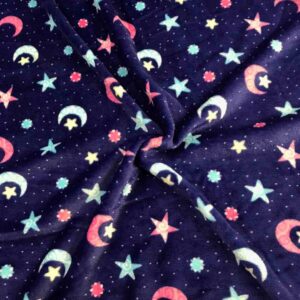STARS & MOON PRINTED CORAL FLEECE FABRIC