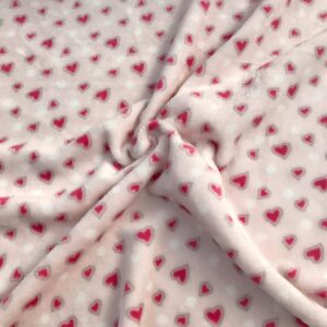 MULTI COLOR PINK HEARTS PRINTED CORAL FLEECE