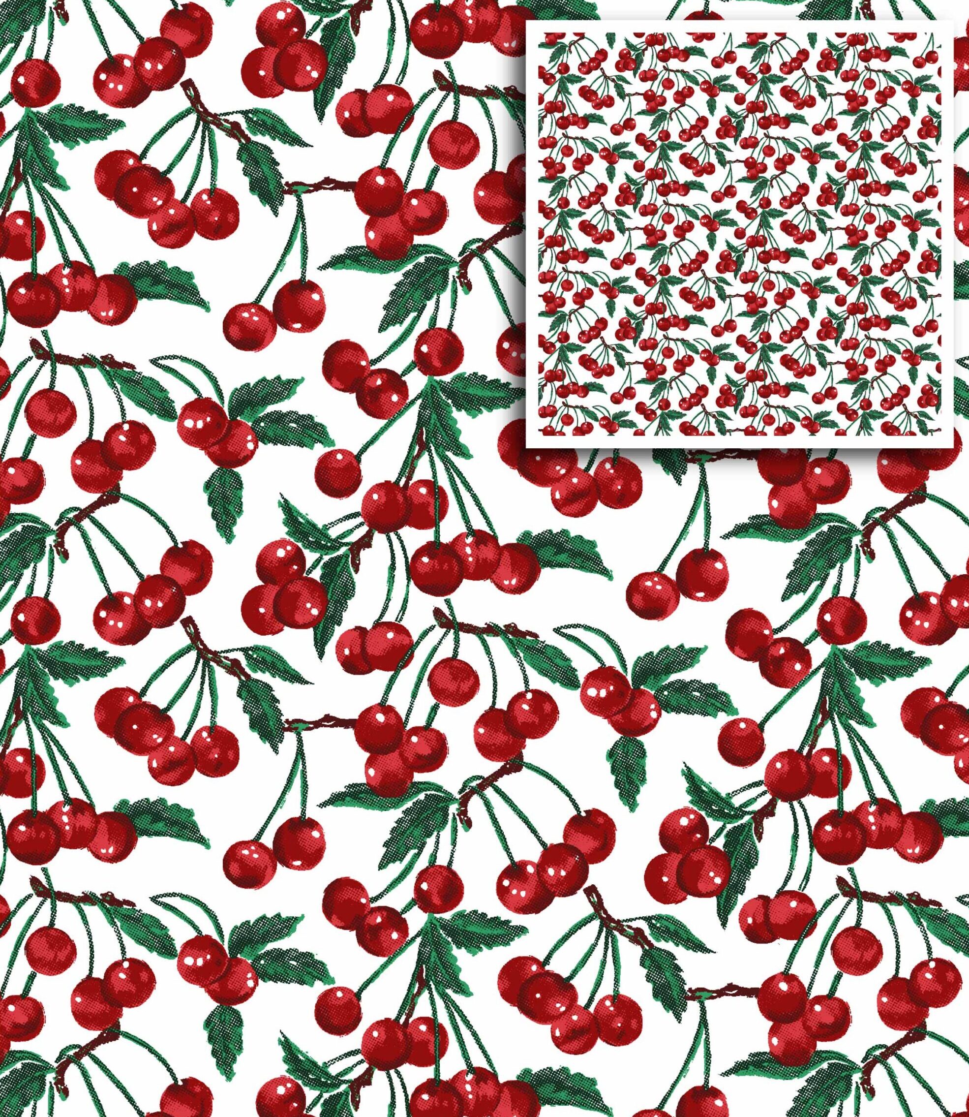 CHERRY FABRIC BOTANICAL PRINT
