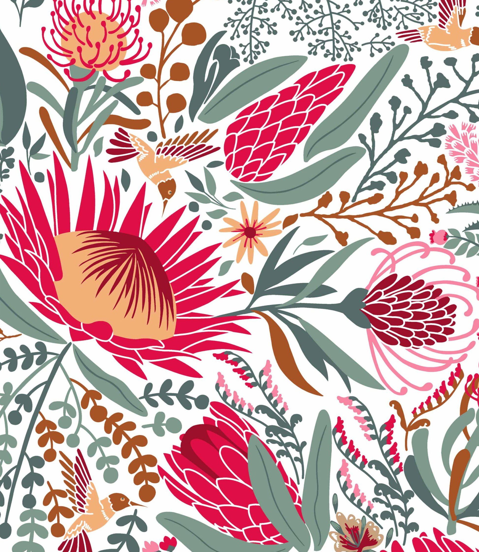 Aloe White Cape Flora Cotton Fabric Online