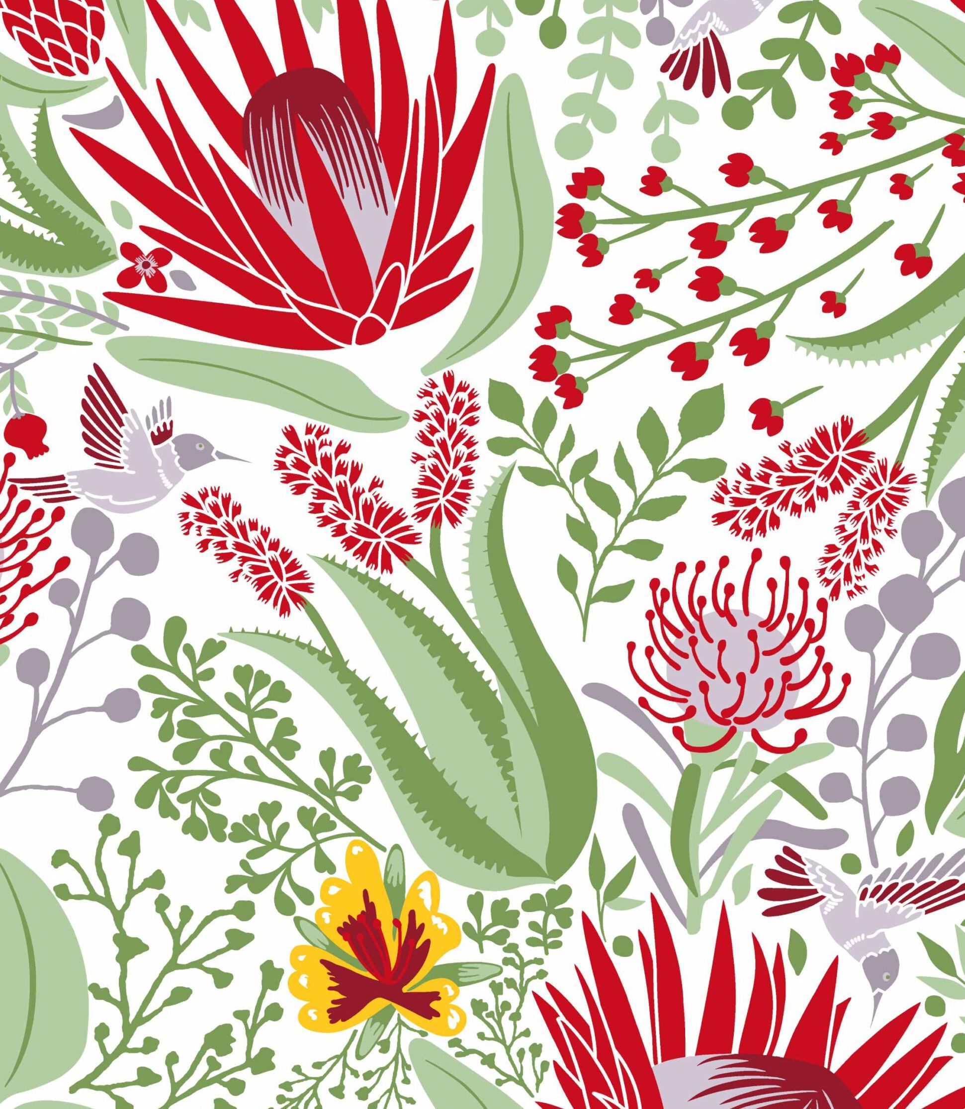 Aloe Grey White Cape Flora Cotton Fabric Online