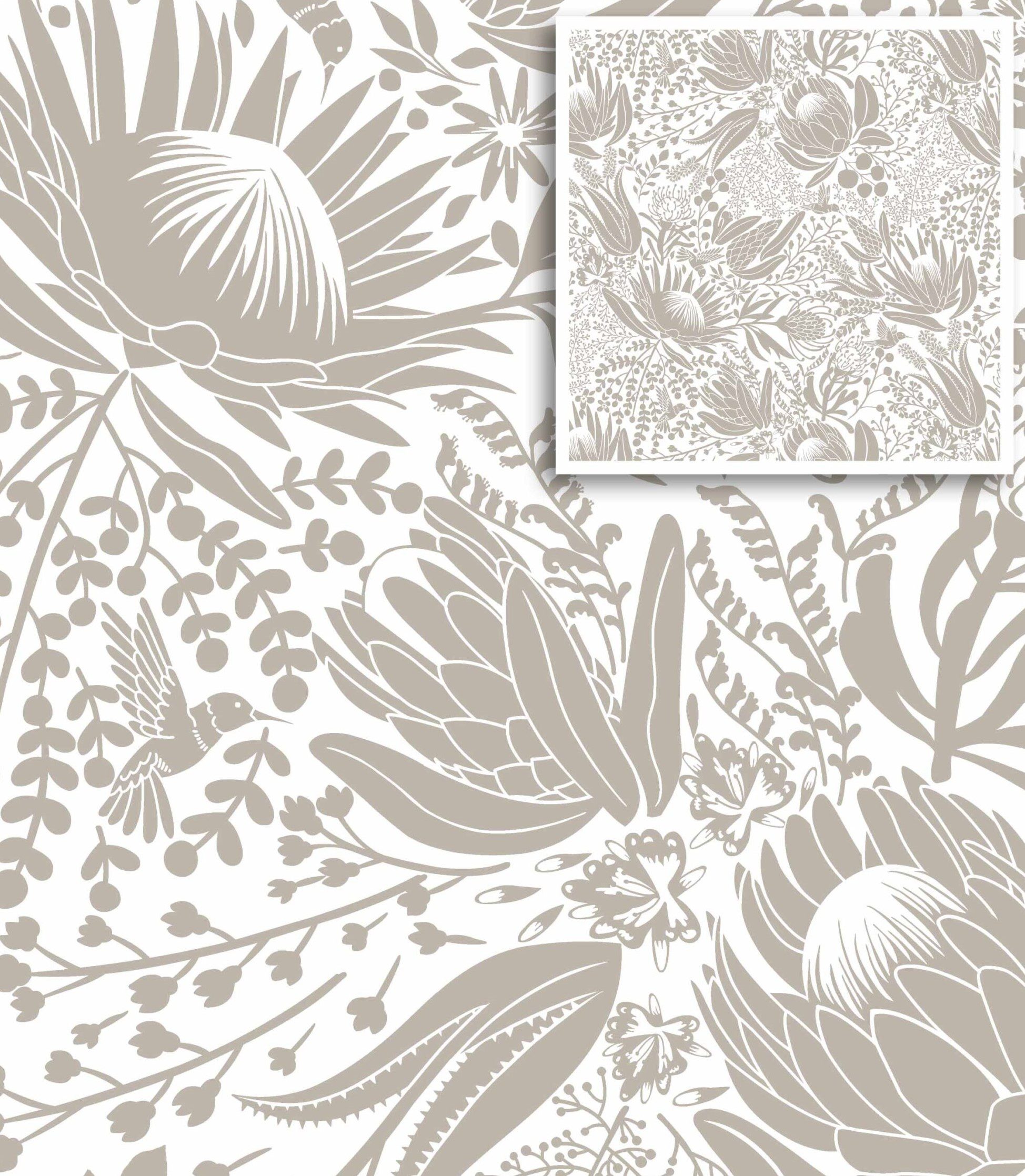 Aloe Mono Grey Cape Flora Cotton Fabric Online