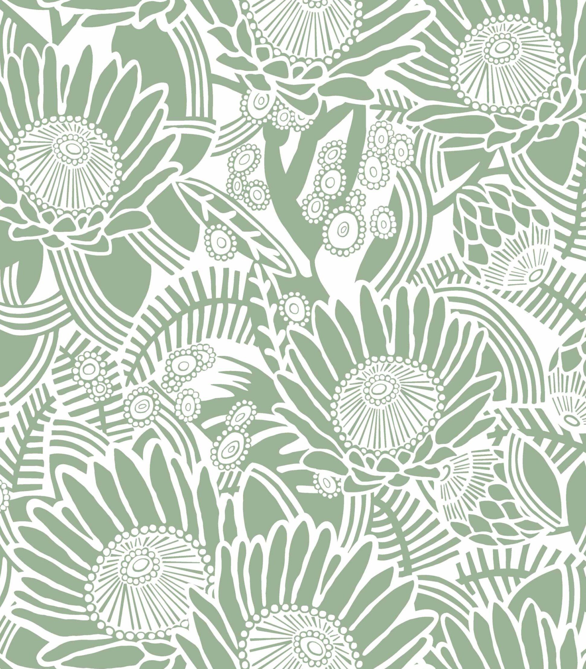 King Protea Moss Cape Flora Cotton Fabric Online