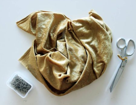 Supplies to make a velvet infinity scarf